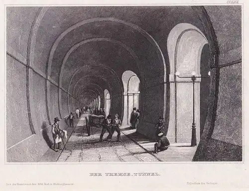Der Themse-Tunnel - Thames Tunnel London England Ansicht view Stahlstich steel engraving antique print