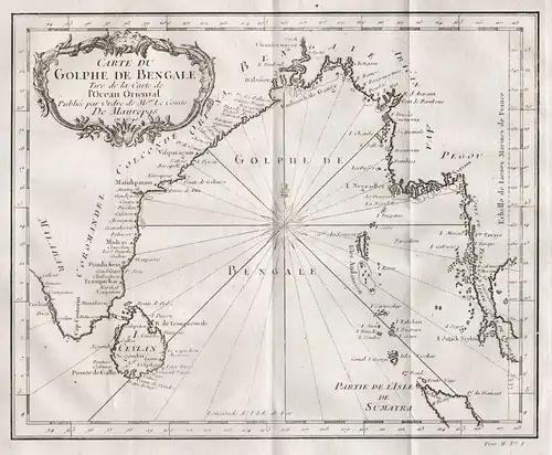 Carte du Golfe de Bengal - Bay of Bengal Indian Ocean India Myanmar Sri Lanka Golf von Bengalen Asia Asie Asie