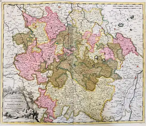 Generalis Lotharingia dispartita in Ducatum ejus Proprium et Barrensem: quorum intra Fines continentur Episcop