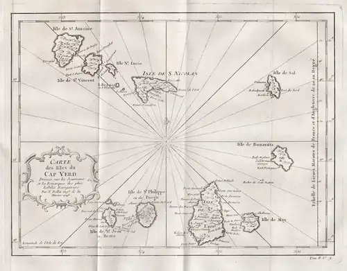 Carte des Isles du Cap Verd - Cape Verde Cap-Vert Islands Santiago Kapverden Kapverdische Inseln West Africa A