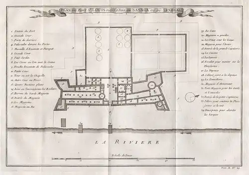 Plan Du Fort St. Louis Dans L'Isle De Sanaga Ou Du Senegal. - Senegal Fort Saint Louis Afrika Africa carte