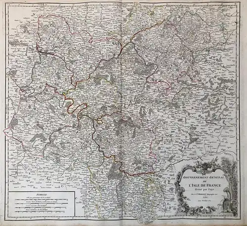 Gouvernemet general de l'Isle de France divise par Pays - France Frankreich Paris Champagne Île-de-France Kart