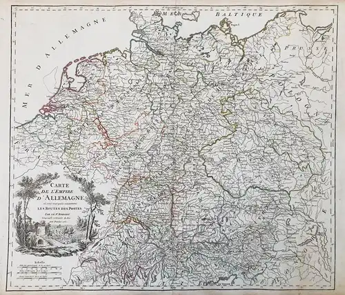 Carte de l'empire d'Allemagne ou sont marquees exactement les routes des postes - Deutsches Reich Deutschland