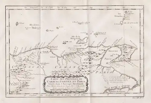 Carte des provinces de Caracas, Comana et Paria - Caracas Cumana Paria Venezuela South America map Karte carte