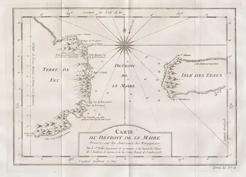 Carte du Detroit de le Maire - Estrecho de le Maire Le-Maire-Straße Straits Lemaire Isla de los Estados Tierra