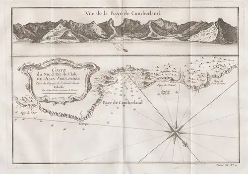 Vue de la Baye de Cumberland / Coste du Nord Est de l'Isle de Juan Fernandez - Juan Fernandez Island Chile map