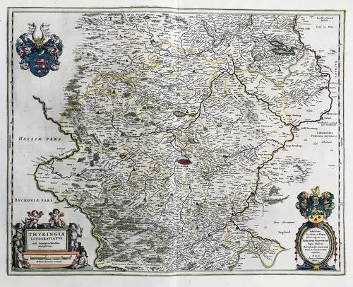 Thuringia Landgraviatus - Thüringen Erfurt Weimar Gotha Jena Mühlhausen Arnstadt Saalfeld map Karte
