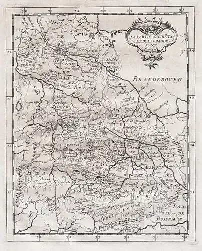La Partie Occidentale de la Grande Saxe - Sachsen Thüringen Lüneburg Vogtland Anhalt map Karte