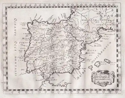 Hispaniae Nova Divisio - Espana Spain Spanien Espagne Portugal mapa map Karte