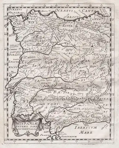 Hispaniae veteris pars occidentalis - Portugal Espana Spain Spanien Espagne mapa map Karte