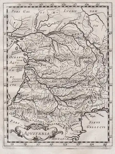 Aquitania. - Aquitaine Gallia Aquitania carte map Karte