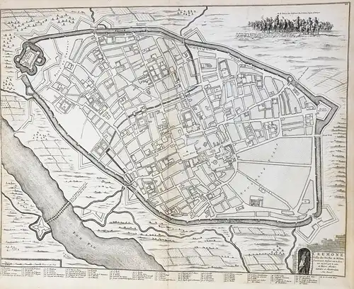 Cremone. Ville du Duché de Milan. - Cremona Lombardia Plan carta map Karte acquaforte incisione in rame