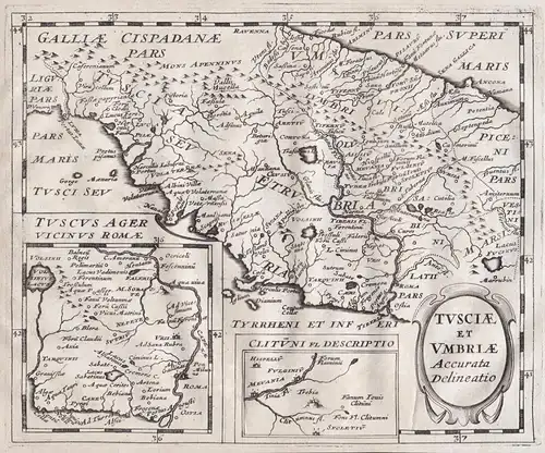 Tusciae et Umbriae Accurata Delineatio. - Toscana Umbria Lazio Italia Italy map Karte