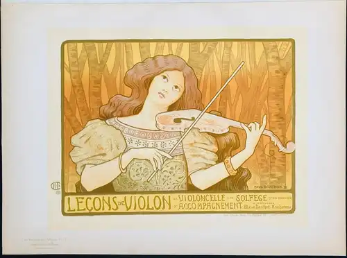 Lecons de Violon, de Violoncelle & de Solfege (Plate 175) - Geige violin violon poster Plakat Art Nouveau Juge