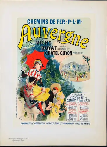 Chemins de Fer P.L.M. Auvergne (Plate 173) - travel Reise poster Plakat Art Nouveau Jugendstil