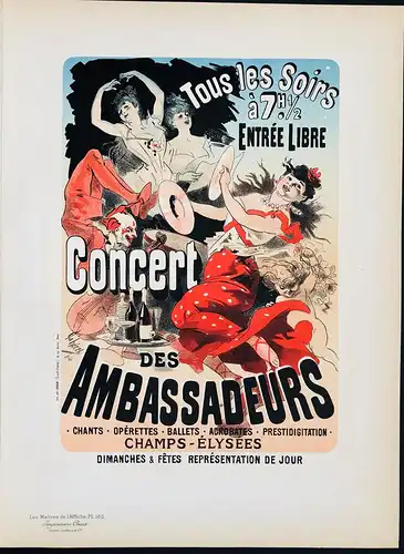 Concert des Ambassadeurs. Tout les soirs a 7.H. 1/2. Entrée libre (Plate 165) - poster Plakat Art Nouveau Juge