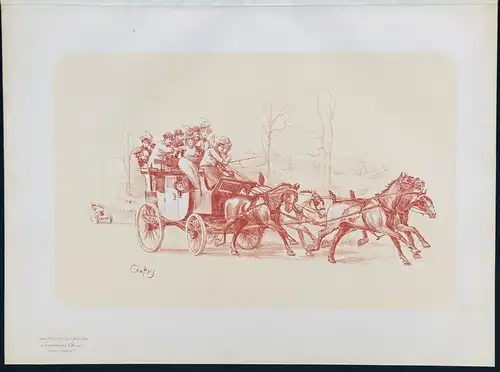 Horse carriage Kutsche poster Plakat Art Nouveau Jugendstil