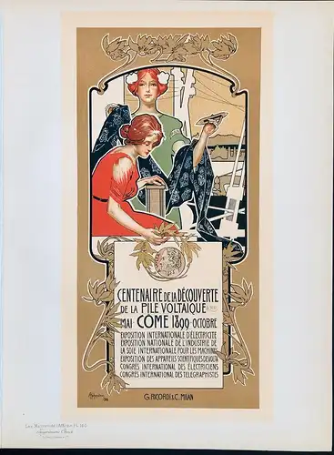 Centenaire de la decouverte e la pile voltaique. (Plate 160) - poster Plakat Art Nouveau Jugendstil