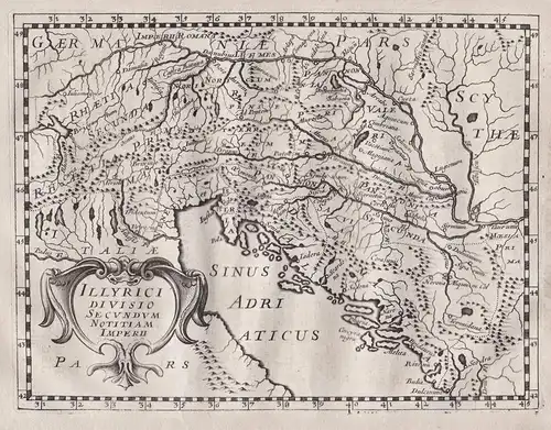 Illyrici divisto secundum notitiam imperii. - Illyria Croatia Slovenia Bosnia Herzegowina map Karte