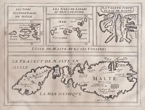 L'isle de Malte avec ses voisins - Malta island Insel map Karte carte