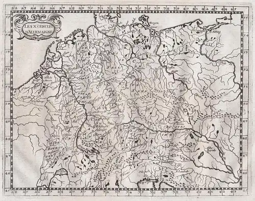 Les X Cercles D'Allemaigne - Deutschland Deutsches Reich Germany map Karte