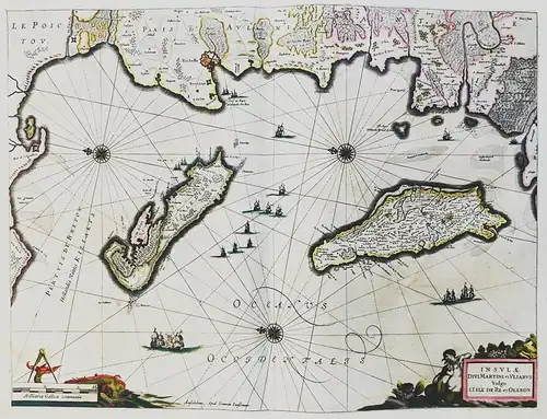 Insulae divi Martini et Uliarus vulgo l'Isle de Re et Oleron - Ile d'Oleron Ile de Ré Karte map carte gravure