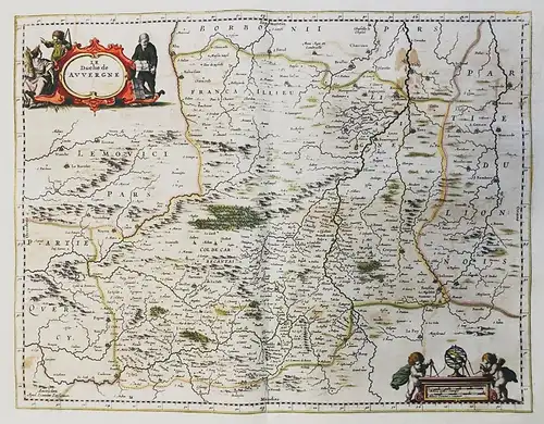 Le Duche de Auvergne. - Auvergne Aurillac Issoire Clermont-Ferrand Rhone-Alpes Karte map carte gravure