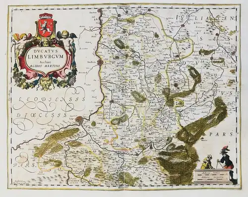 Ducatus Limburgum - Limbourg Maastricht Liege Varviers Aachen Belgique Belgium Belgien Karte map carte gravure