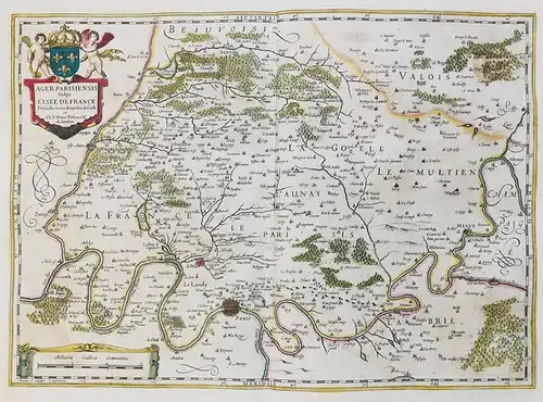 Ager Parisiensis, vulgo l'Isle de France - Paris Ile-de-France Karte map carte gravure