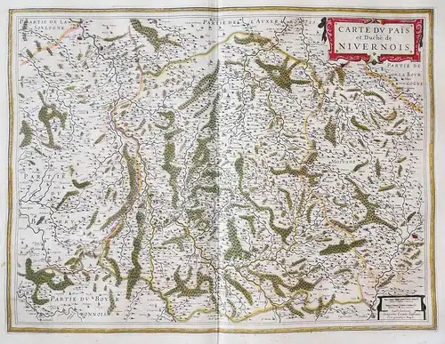 Carte du Pais e Duché de Nivernois - Nevers Nievre Bourgogne-Franche-Comte France Karte map carte gravure