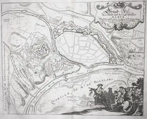 Grund-Riß der Stadt und des Schlosses Namur .. - Namur Belgique vue carte gravure Karte map