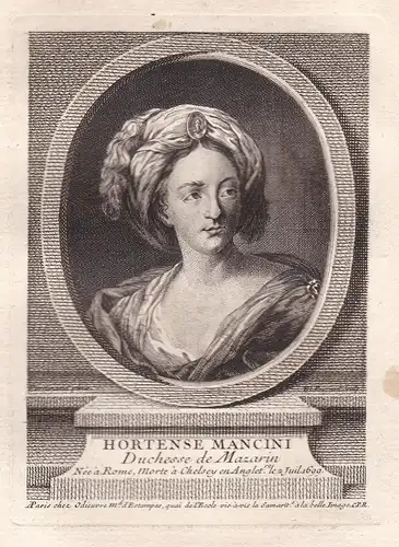 Hortense Mancini - Hortensia Mancini (1646-1699) mistress Mätresse Karl Kaiser emperor Charles II Kupferstich