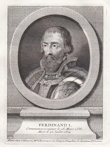 Ferdinand I. - Ferdinand I (1503 - 1564) Habsburg Kaiser König Roi Böhmen Boheme Kupferstich Portrait engravin