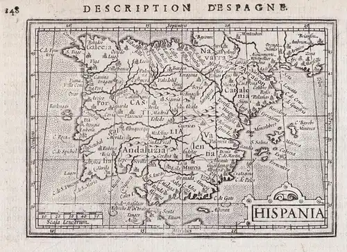 Hispania - Espana Spain Spanien Portugal mapa grabado map Karte carte