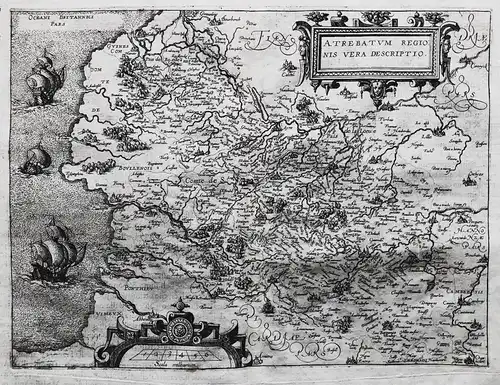 Atrebatum Regionis vera descriptio - Artois Arras Boulogne-sur-Mer Calais Saint-Omer Bethune gravure carte map