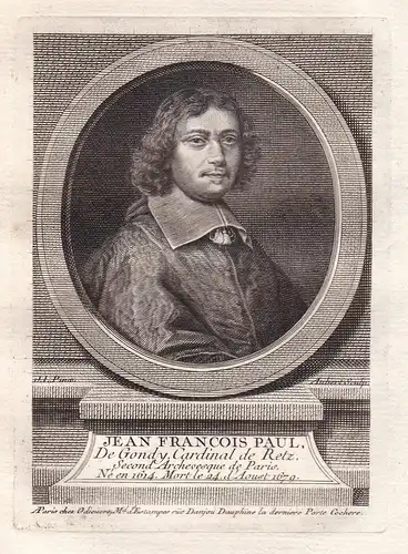 Jean Francois Paul - Jean Francois Paul de Gondi (1613-1679) cardinal Retz eveque gravure Kupferstich Portrait