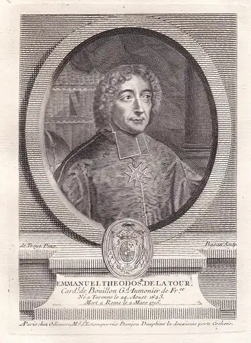 Emmanuel Theodos. de la Tour - Emmanuel Theodose de la Tour dAuvergne (1643-1715) cardinal de Bouillon Kupfer