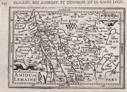 Aniou et Lemaine - Anjou Maine Pays de la Loire map Karte carte gravure
