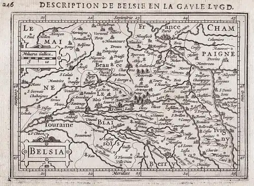 Belsia - Centre-Val-de-Loire Orleans map Karte carte gravure
