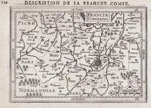 Franciae Comitatus - Ile-de-France Paris map Karte carte gravure