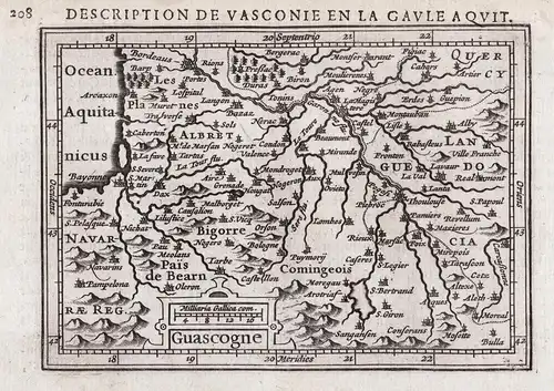 Guascogne - Gascogne map Karte carte gravure
