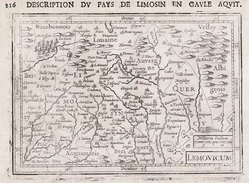 Lemovicum - Limousin map Karte carte gravure