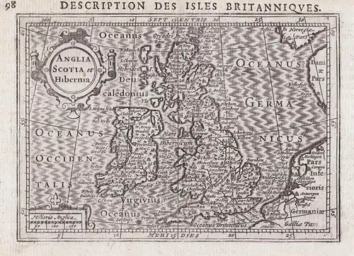 Anglia Scotia et Hibernia. - British Isles Great Britain Ireland map Karte carte