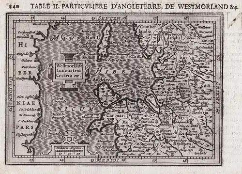 Westmorland: Lancastria Cestria etc. - Wales Cheshire Lancashire Merseyside England Great Britain map Karte ca