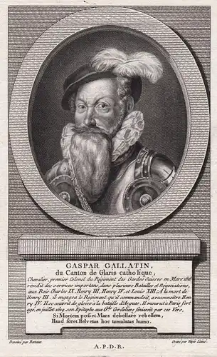 Gaspar Gallatin - Kasper Gallati (1535-1619) Kanton Glarus Soldat Schweiz Suisse Portrait