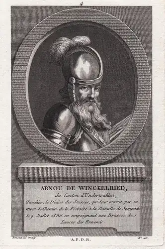 Arnou de Winckelried - Arnold von Winkelried (?-1386) Sempach mythische Figur Schweiz Suisse Portrait