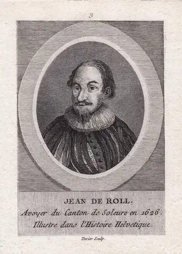 Jean de Roll - Johann von Roll (1495 - 1528) Jean Kaufmann Genf Schweiz Suisse Kupferstich Portrait