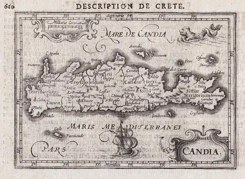 Candia - Crete Kreta island Insel ile Greece Griechenland map Karte carte