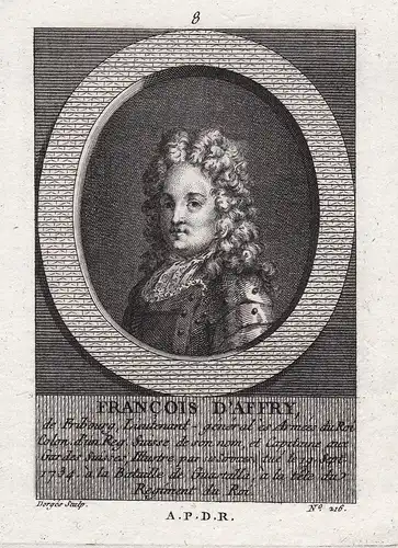 Francois D'Affry - Louis Francois Comte d' Affry (1667 - 1734) Feldmarschall Schweiz Kupferstich Portrait