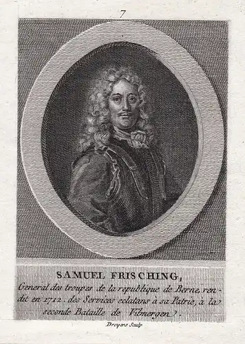 Samuel Frisching - Samuel Frisching (1638 - 1721) Schultheiss Bern Schweiz Suisse Kupferstich Portrait